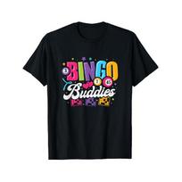 Bingo Buddies Fun Graphic T-Shirt- Black Bingo Party Tee, Plus Size L-5XL(Extended Sizes Available), Soft Breathable Cotton Shirt for Bingo Nights, S juoda