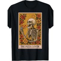 The Pizza Lover Card T-Shirt Vintage Crew Neck, Short Sleeve, Loose Fit, All-Season, Casual Weekend Wear with Heat Transfer Printing S juoda