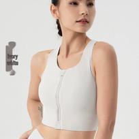 Adjustable High-Impact Zip Sports Bra with Beautiful Back Design for Fitness and Yoga M