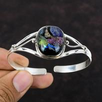 Amerikos dichroic stiklo apyrankė 925 sterlingų sidabrinė rankogalių apyrankė reguliuojama apyrankė brangakmenių papuošalų dovana mamai, rankų darbo visiškai nauji papuošalai