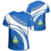 Nicaragua Flag National Emblem 3D Print T-shirt For Men Casual Fashion Tops Round Neck T Shirt Oversized Sports Short Sleeves S