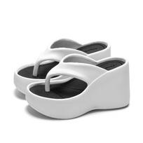 Fashion New Summer Heeled Slippers Chunky Platform Flip Flops Women Clip Toe Wedges Beach Sandals Thick Sole Slides 35-36 (22.5-23cm) balta
