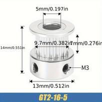 5 vnt GT2 skriemuliai su 16 dantų vidine 5 mm anga arba 20 dantų vidine skersmuo 5 mm, paskirstymo skriemulys 6 mm pločio 3D spausdintuvo diržui, aliuminio 3D spausdintuvas 16teeth