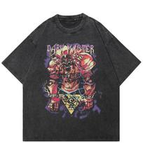 Streetwear Street Fighter Graphic T-Shirt Cotton Washed Black Tshirt Unisex Oversized Short Sleeves T Shirt S juoda