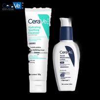 CeraVe Niacinamide Moisturizing Cream & Hydrating Cleanser Set white