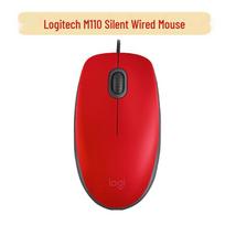 Logitech M110 Silent Wired USB Optical Mouse raudona