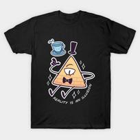 Men Black Print T-shirt Bill Cipher No-Cut Transfer Paper Print Cotton Tshirt XL juoda