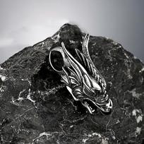 Vintage Vikings Dragon Head Necklace Stainless Steel Norse Mythology Animal Dragons Pendant Men Scandinavian Amulet Jewelry Gift 60cm