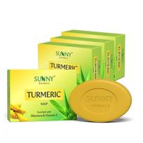 Sunny Herbals Turmeric Bath Soap Bars For Glowing Skin Deep Cleanse Exfoliating Wash Daily Home Use 75 gX Pack Of 4