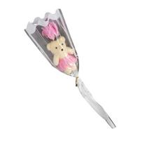 Valentine's Rose Flower Bouquet with Bear Single Soap Flower with Plush Bear Artificial Rose Bouquet Gifts for Weddings Anniversaries 1pc rožinė