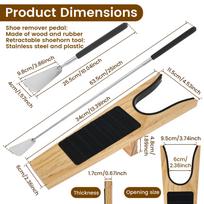 2Pcs Wooden Boot Jack and Retractable Shoe Horn Set Wellington Boot Remover with Mud Scraper Muddy Shoe Remover for Leather Boot