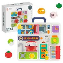 Montessori Kitchen Busy Board Toys with Light Sound for Toddlers Baby Sensory Thinking Training Early Educational Toys Kids