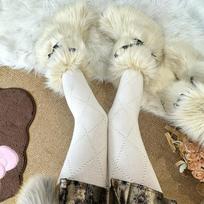 Autumn New Knitted Tights Women Sexy Jacquard Knitted Pantyhosewomen Skinny Leggings  Winter Basic Pantyhose Lolita One Size beige