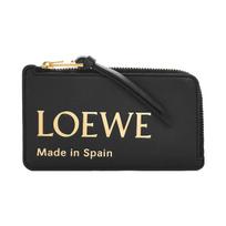 Loewe Gold Logo Zipper Wallet Shiny Nappa Leather Women Wallet Black CLE0Z40X01-1100 Shopping Bag Set(Basic Set+Shopping Bag)