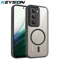 KEYSION Skaidrus magnetinis telefono dėklas, skirtas Redmi 15 5G 169,5 mm, minkštas silikonas+PC, HD skaidrus smūgiams atsparus galinis dangtelis, skirtas Xiaomi Redmi 15 4G for Redmi 15 5G juoda