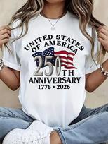 JAV 250-ojo jubiliejaus marškinėliai 1776 2026 Patriotiški Amerikos vėliavos marškinėliai XXL