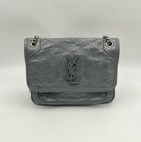 [Pre-Owned] YSL Niki Baby Series Logo Vintage Pleated Leather Crossbody Bag - Good #VKAL9Q ONE SIZE