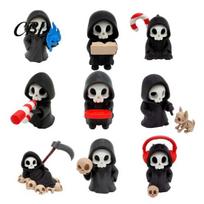PLA Material Toys 9Pcs Grim Reaper Figurines, Cool Skull Skeleton Statues, Gothic Dark Halloween Home Decor Accessories Decoration for Bedroom 9pcs