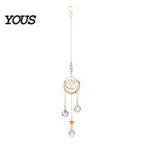 Sun Catcher Decoration Crystal Suncatcher with Moon Butterfly & Moth, Prism Shimmering Light Decor for Windows Hanging Decor, Rainbow A