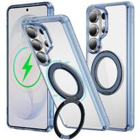 case for Samsung S26 plus ultra 360 gear rotating magnetic bracket phone case transparent With Holder Kickstand Shock Proof Galaxy S26 mėlyna