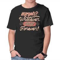 Unisex Crew Neck T-Shirt Humans Whatever Cats Forever Graphic Short Sleeve Casual Tee M