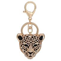 1 vnt. Madingas metalinis raktų pakabukas su kniedėmis ir leopardo pakabuku, krepšio aksesuarai, automobilio raktų pakabukas, drabužių aksesuarai beige