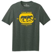 Men's and Women's T-shirts Chicago Cougars WHA 1972 Hockey TRI-BLEND Tee Shirt - Blackhawks XS