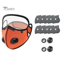Dust Mask with Filter Cycling Face & Breathing Valve, Reusable Carbon Goggles, Lightweight Protection Shield for Outdoor Motorcycle Riding Heavy-duty oranžinė