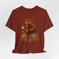 Happy Thanksgiving Cute Turkey Pumpkin Spice Latte Retro Fall Humor T-Shirt 3XL