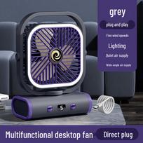 Portable Desk Fan USB Powered, Strong Airflow, Quiet Operation, 3 Speed Adjustable, Small Personal Fan for Office Home Travel, Black Plug-in Version pilka spalva