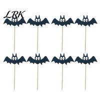 Halloween Party Cupcake Accessory 8 Pcs Bat Toppers, Black Cake Themed Decor Picks for Halloween, Baby Shower, Birthday Decoration Edges Smooth Pick juoda