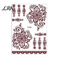 Red Henna Tattoo Kit, Waterproof Tattoos Stickers, Temporary Easy Apply Stickers for Women Wedding Party Festival Decorations For Children C