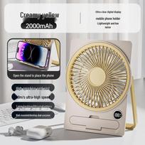 OLOEY Portable Desk Fan with Digital Display,USB Rechargeable,Quiet Operation,3 Speeds,Foldable Table Fan for Home Office geltona