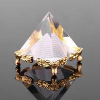 Glass Crystal Pyramid Paperweight Egyptian Feng Shui Crafts  Office Decor
