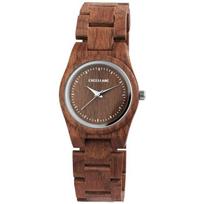 Montre - EXCELLANC - EX0587 - Boîtier bois de noyer 32 mm - Bracelet maillons marron - Quartz ruda