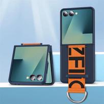 Flip7 Luxury Matte PC Phone Case for Samsung Galaxy Z Flip 5 6 7 with Wrist Strap Ring Holder Hand Chain Band Cover Galaxy Z Flip7