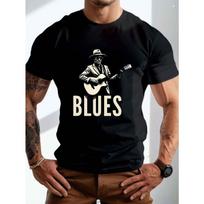 European sizes blues musician with guitar Crinkle Plus Size Men's T-Shirt 2XL juoda