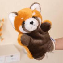 25cm Raudonasis Panda pliušinis rankinis lėliukė Kawaii animacinis gyvūnas Pasakojimo rekvizitas Interaktyvus pliušinis žaislas Dovana 25cm hand puppet orange