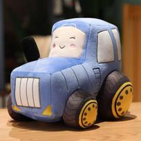 Mielas animacinis traktoriaus pliušinis pagalvė, minkštas prikimštas automobilio žaislas gimtadienio dovanai, namų dekoravimui, PP medvilnės prikimštas gyvūnas, asmenybė 30cm white