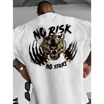 European Size Tiger Print Streetwear T-Shirt - Oversized Relaxed Fit Round Neck Short Sleeve, Breathable Summer & Layering Tee with Tiger Face S balta