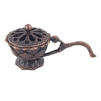 Metalinis lotoso smilkalų degiklio dubuo, smilkalų laikiklis su rankena, joga, meditacija, namų dekoras, senovinio stiliaus lydinio smilkalų degiklis