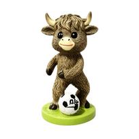 Cow Sports Figurine Resin Soccer Playing Lifting Barbell Fun Desk Decor One Size