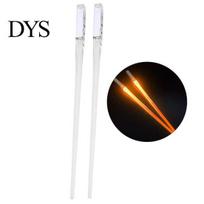Finger Chopsticks 1 Pair Food Reusable Grade Smooth Surface Eye-catching LED Diner Illuminated Wear-resistant Lightweight BPA Free Luminous oranžinė