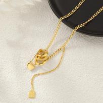 Non Fading Matte Three Ring Paper Clip Long Women's Light Luxury Stainless Steel Imitation Pearl Chokers Pendant Necklace 45+5CM&fashion auksinė