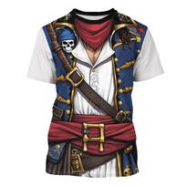 Pirate Captain Halloween Cosplay Party 3D Print Sport Quick-dry Breathable Men T-shirt Outdoor Street Parent-child Short Sleeve S