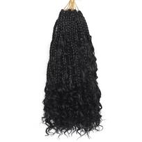 Goddess Locs Messy Box Braids Crochet Bohemian Hair With Curly Ombre Burgundy Pre-Looped Boho River Box Braided (as the picture,14 in(35.56cm))