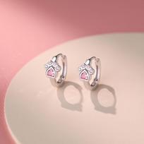 Cute Pet Cat Paw Zircon S999 Sterling Silver Clip Hoop Earrings for Women Jewelry Accessories YB-XY-524 0.6*1.15cm