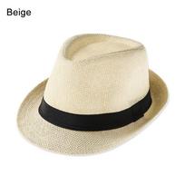 Summer Gangster Cap Beach Cowboy Fedora Hat Jazz Dress Hat Straw Panama Cap Sun Hat smėlis