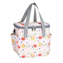 Floral Square Lunch Bag, Crossbody and Handheld Bento for Women, Reusable Fabric Lunch Sack One Size rožinė