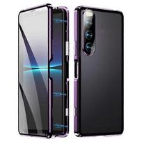 Compatible For Sony Xperia 10 V Magnetic Adsorption Case Metal Frame + Tempered Glass + PC Back Clear Phone Cover juoda
